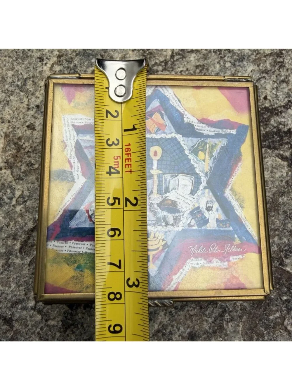 Jewish Star David Trinket Box Michelle Rohn-Feldman Brass Stained Glass Judaica